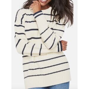 Vineyard Vines Womens Fisherman Cable Knit Sweater Cream/Navy Size XL